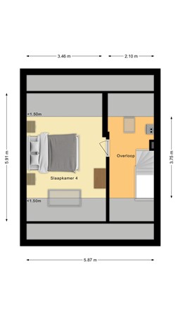 Plattegrond - Van den Houtstraat 3, 4921 EW Made - Tweede verdieping.jpg